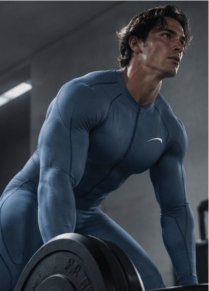 An athlete lifting in the grey ARC bodysuit.